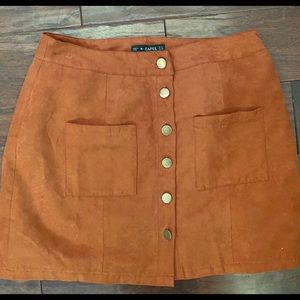 autumn orange zaful button up skirt